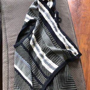 Multicolored long vest with cowl neck